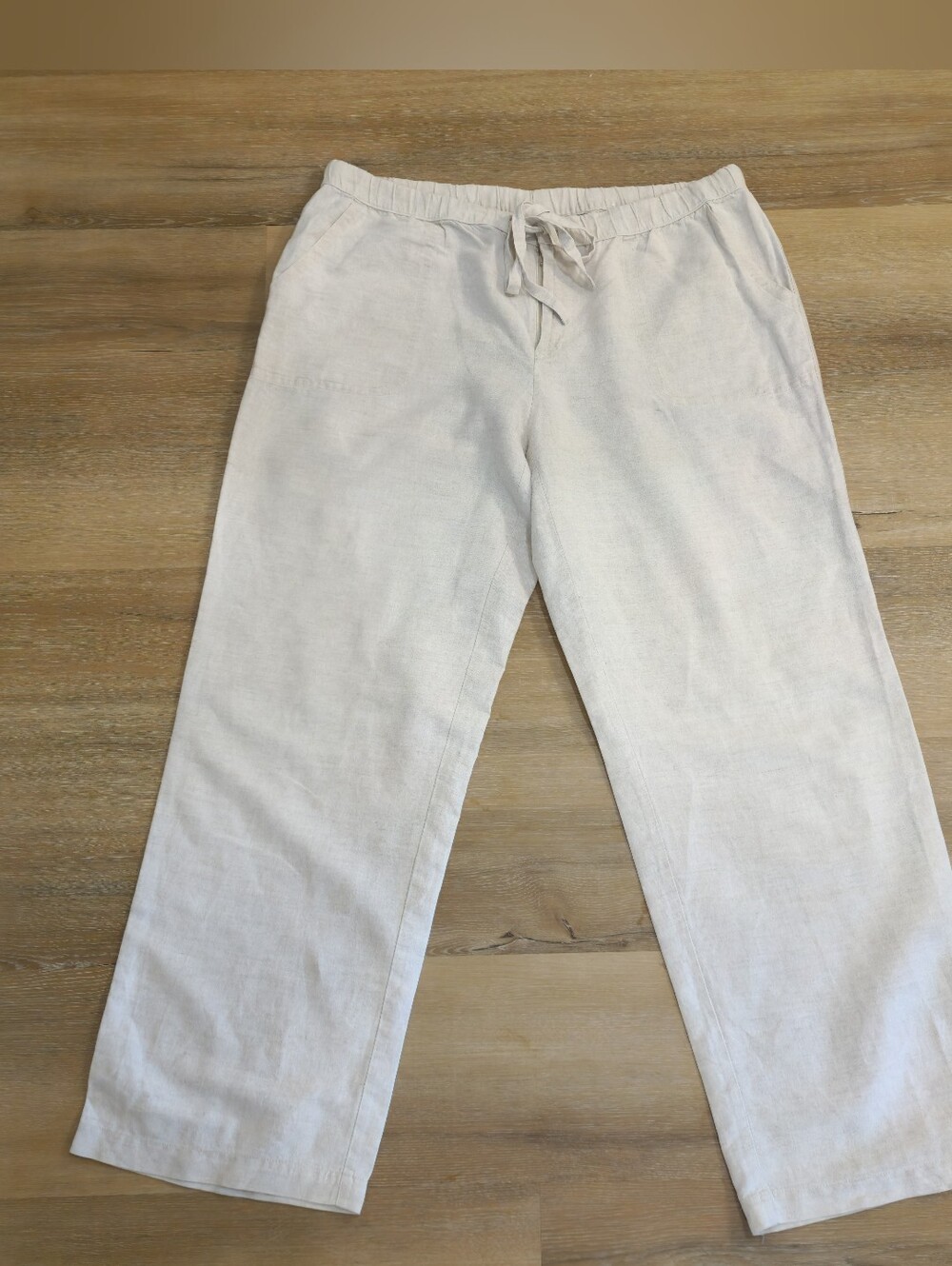 Liz Claiborne Women's Drawstring Zip Closure Linen-Blend Pants Large